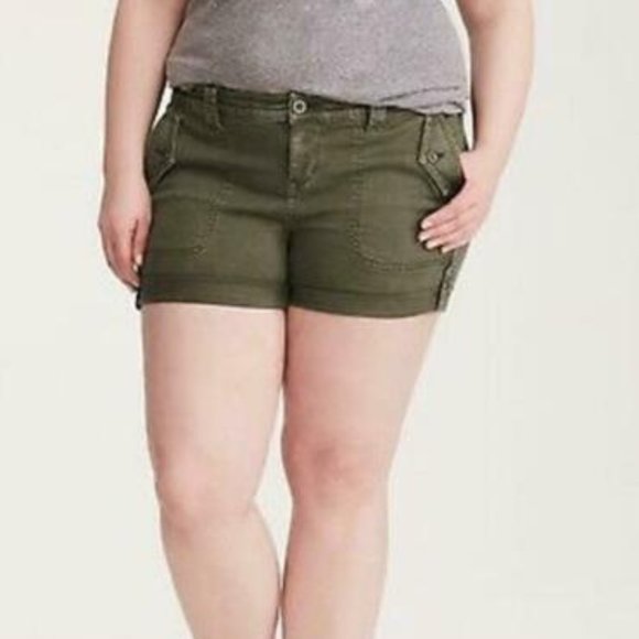 torrid Pants - NWT Torrid Military Short Shorts Olive Wash Green Women's Plus Size 16 H11521